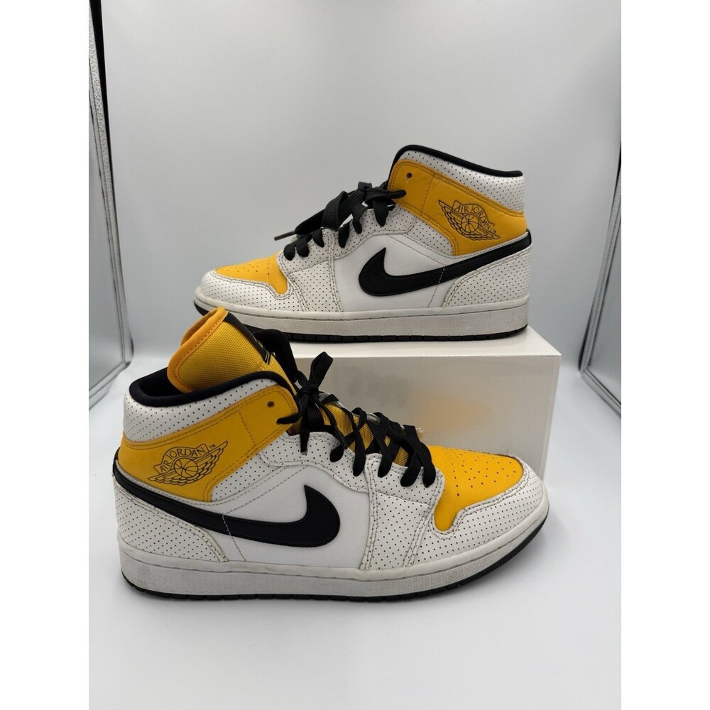 Women’s 11/ Men’s 9.5 Air Jordan 1 Mid Perforated - White University Gold-Read!!